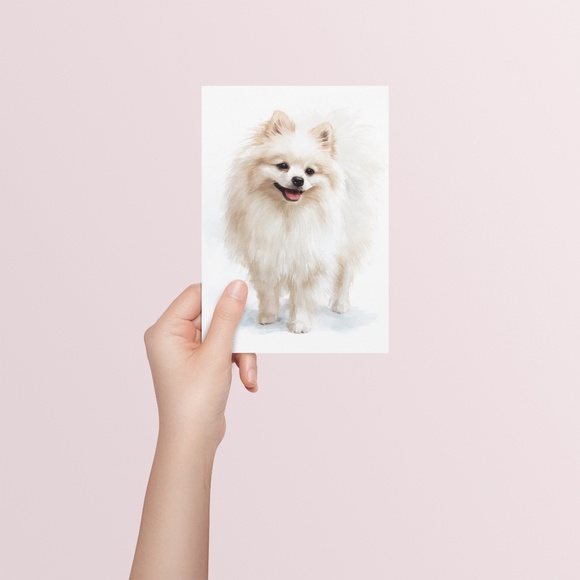 Watercolor Pomeranian Dog Portrait Art Print – Unframed Fine Art Poster - Picture 5 of 5